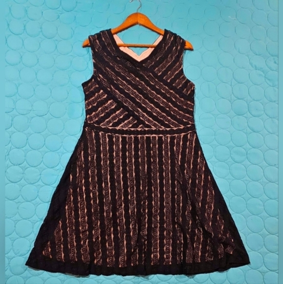 dress barn fit and flare White Mark Plus Size Tweed Fit and Flare Dress - Black main image 1